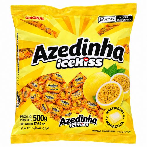 Bala Azedinha mastigável sabor maracuja  Pacote com 500g - Icekiss