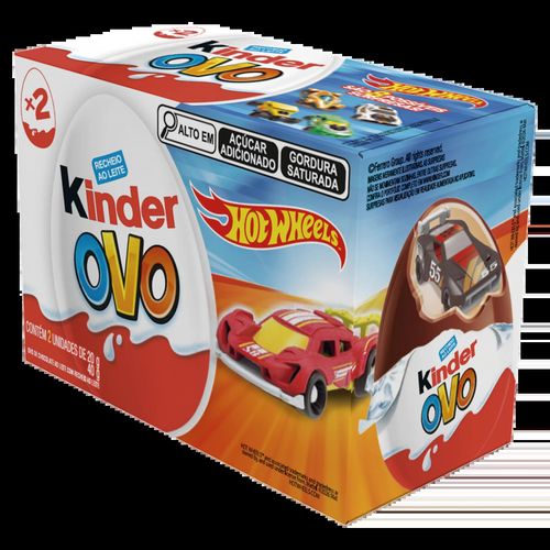 Chocolate ao leite com recheio ao leite 2 unidades de 20g - Kinder Ovo HotWheels